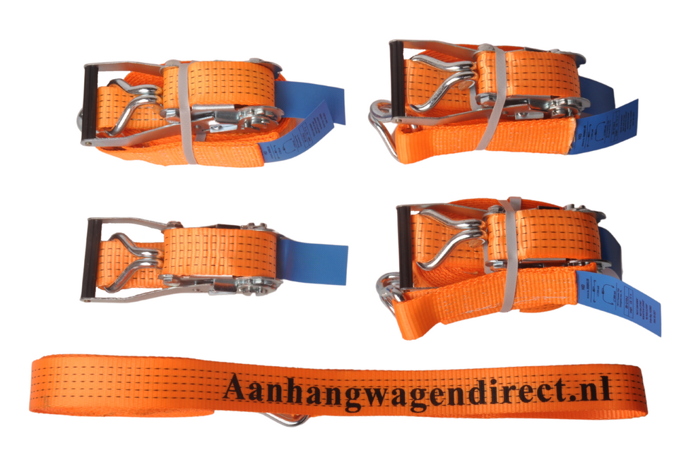 Cantonal Set van 4 spanbanden 800x5 cm - oranje  - breekbelasting 5000 kg