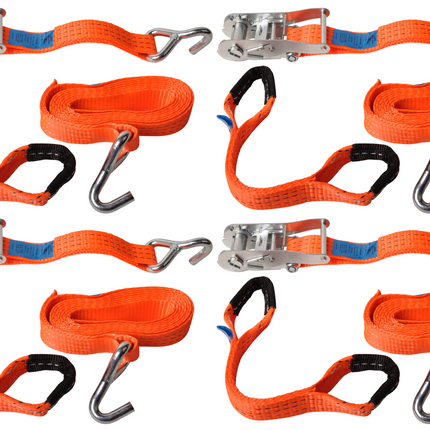 Cantonal Set van 4 spanbanden voor autoambulance - 330x3,6 cm - breekbelasting 3000 kg