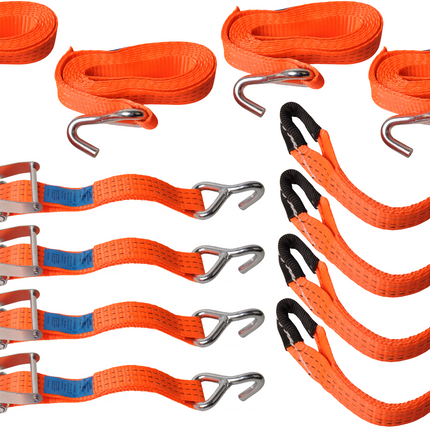 Cantonal Set van 4 spanbanden voor autoambulance - 330x3,6 cm - breekbelasting 3000 kg