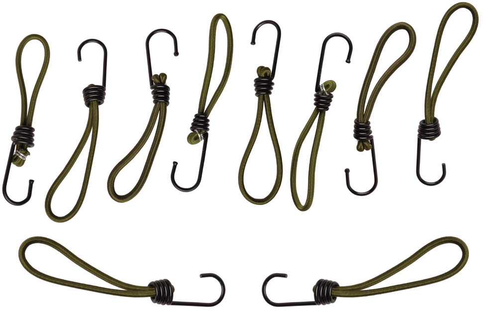 Cantonal Spanelastieken met haak - 15 cm - donkergroen met zwarte haak