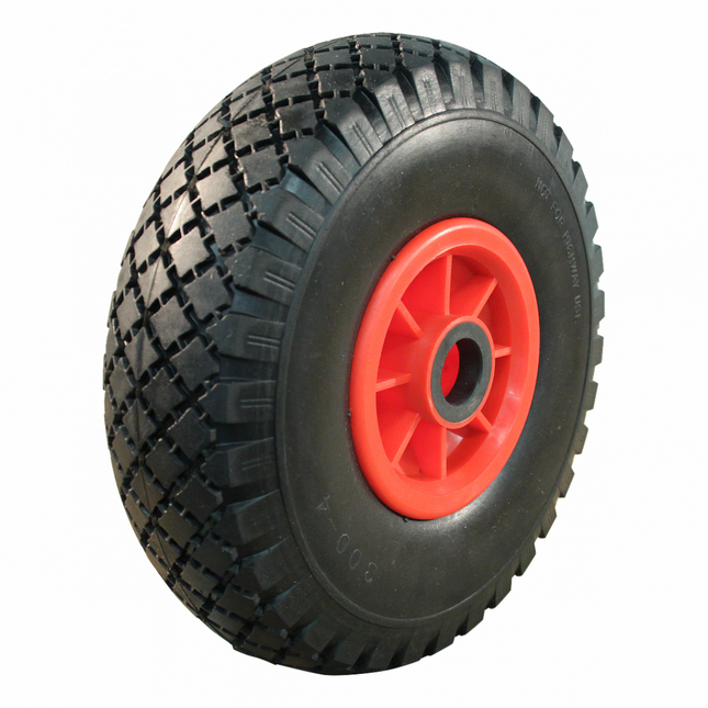 Cantonal Steekwagenwiel - 3.00-4 - anti-lek en kunststof velg - maximale belasting: 125 kg - asgat/naafdiameter: 25 mm - inclusief rollager