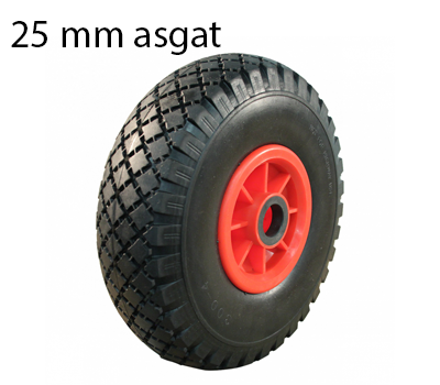 Cantonal Steekwagenwiel - 3.00-4 - anti-lek en kunststof velg - maximale belasting: 125 kg - asgat/naafdiameter: 25 mm - inclusief rollager