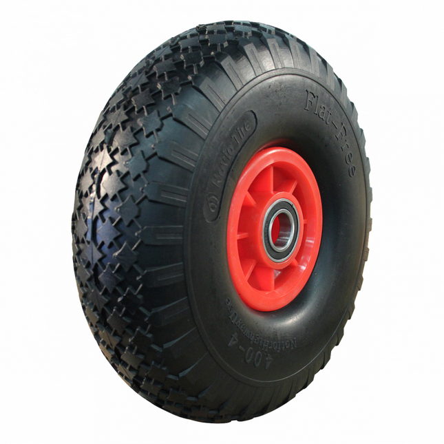 Cantonal Steekwagenwiel - 4.00-4 - massief/anti-lek band en kunststof velg - maximale belasting: 125 kg - asgat/naafdiameter: 25 mm - inclusief kogellager