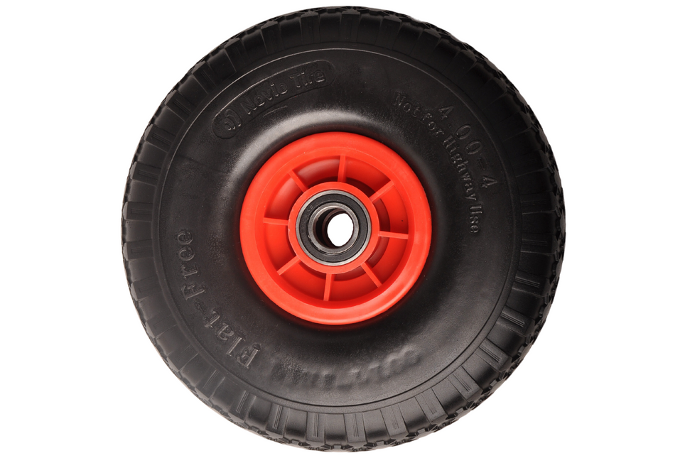 Cantonal Steekwagenwiel - 4.00-4 - massief/anti-lek band en kunststof velg - maximale belasting: 125 kg - asgat/naafdiameter: 25 mm - inclusief kogellager