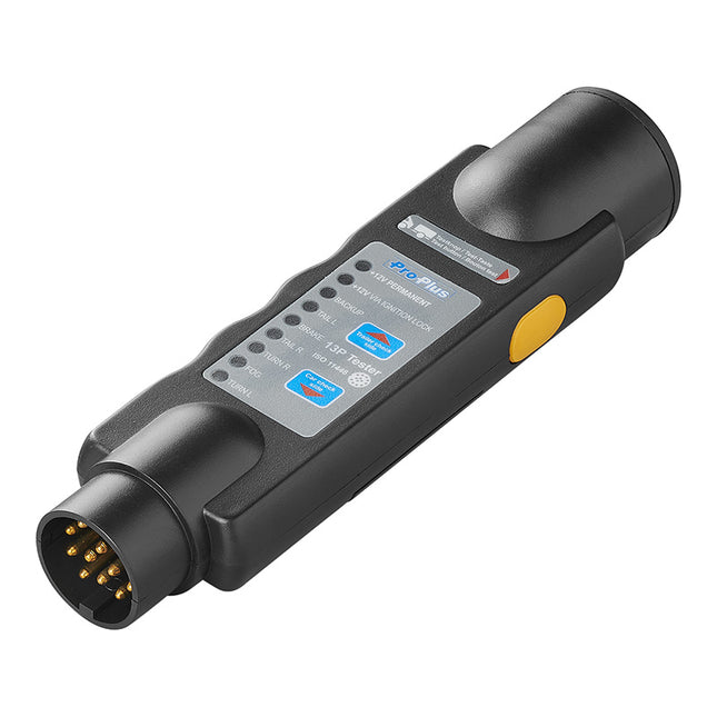 Cantonal Stekker Tester 13 polig 12 V. Test knipperlichten, achterlicht, remlicht, achteruitrijlicht en mistachterlicht. Werkt op 9 Volt batterijen. ( niet bijgesloten)