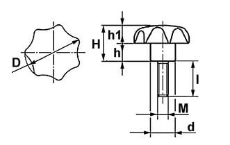 Cantonal Sterknop bakeliet 25 mm (M6x30 mm)