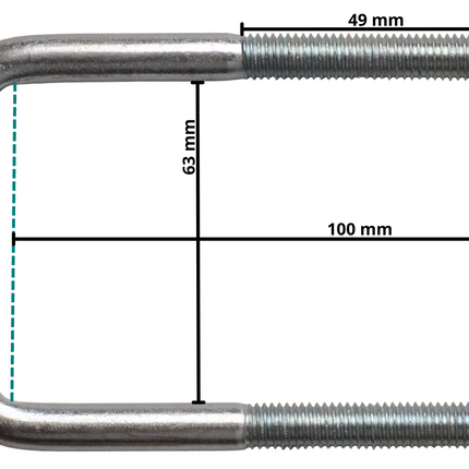Cantonal U-bout / U-beugel strop M10 100x63 mm
