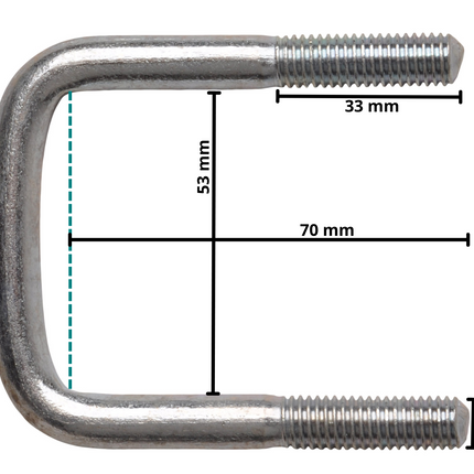 Cantonal U-bout / U-beugel strop M10 70x53 mm