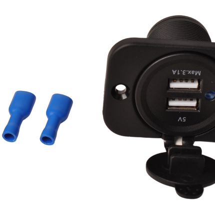 Cantonal USB inbouwdoos 12V/24V (tweevoudig)