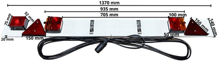 Cantonal Verlichtingsbalk kunststof voor aanhanger - lengte 137 cm -  8 meter hoofdkabel - 7 polige aansluiting - Plug & Play