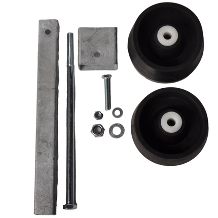 Cantonal Verstelbare kimrol set zwart - massief rubber - 30x30x300 mm  - gegalvaniseerd staal