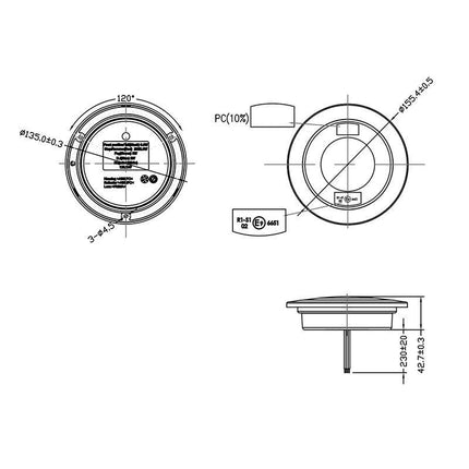 Cantonal Verzonken chromen achterlicht 155,4x42,7 mm