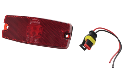 Cantonal Zijmarkeringslamp LED - 110x43 mm - 10-30V- rood - losse draad aansluiting