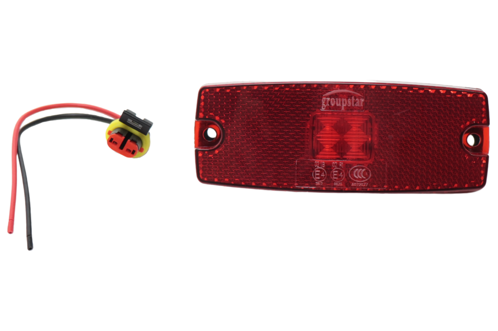 Cantonal Zijmarkeringslamp LED - 110x43 mm - 10-30V- rood - losse draad aansluiting
