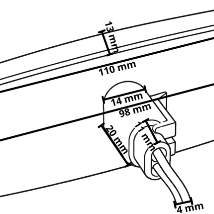 Cantonal Zijmarkeringslamp LED - 110x44 mm - 10-30V- wit - losse draad aansluiting