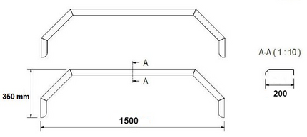 De Haan Aluminium traanplaat tandem spatbord - 1500x200x350 mm - 5-kant
