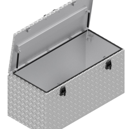 De Haan De Haan Box - 1200x600x600 mm - water en stofdichte aluminium traanplaat disselbak - voorzien van gasveren en 2 t-sluitingen