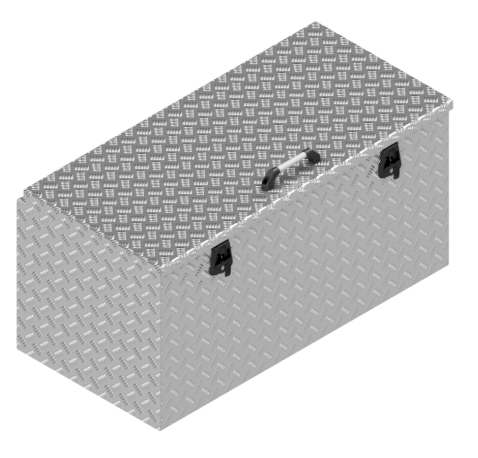 De Haan De Haan Box - 1200x600x600 mm - water en stofdichte aluminium traanplaat disselbak - voorzien van gasveren en 2 t-sluitingen