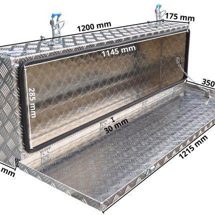 De Haan DE HAAN BOX HE - 1200x380x190 mm - waterdichte en stofdichte aluminium traanplaat disselbak - voorzien van spansluiting