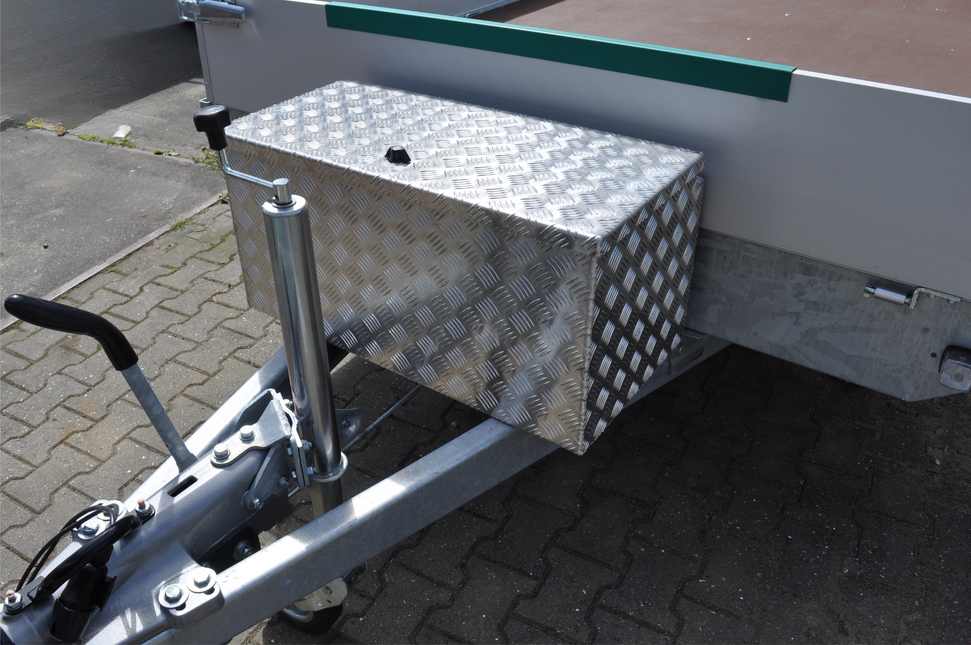 De Haan DE HAAN BOX I - 800x400x400 mm - waterdichte en stofdichte aluminium traanplaat disselbak - voorzien van vlinderslot, spansluiting of t-sluiting