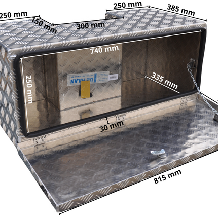 De Haan DE HAAN BOX IN - 800x350x400 mm - aluminium traanplaat disselbak - voorzien van vlinderslot