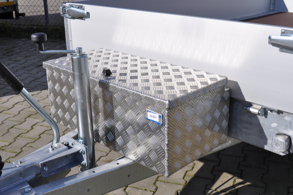 De Haan DE HAAN BOX L - 750x380x280 mm - waterdichte en stofdichte aluminium traanplaat disselbak - voorzien van vlinderslot, spansluiting of t-sluiting