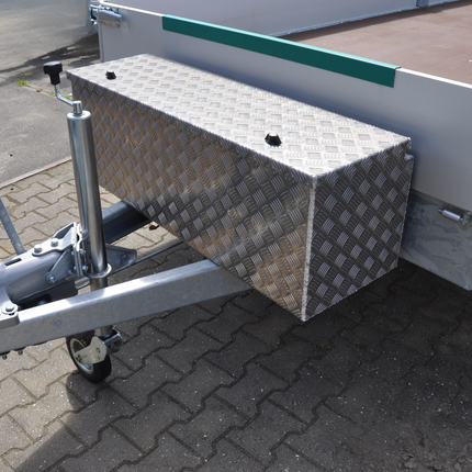 De Haan DE HAAN BOX U - 1140x380x400 mm - waterdichte en stofdichte aluminium traanplaat disselbak - voorzien van vlinderslot, spansluiting of t-sluiting