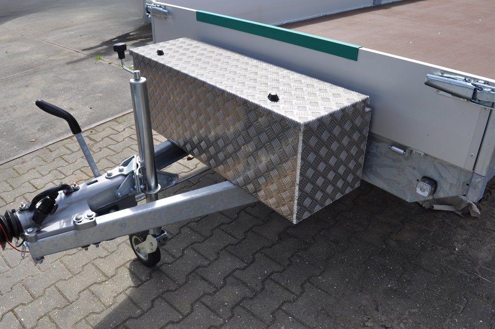 De Haan DE HAAN BOX U - 1140x380x400 mm - waterdichte en stofdichte aluminium traanplaat disselbak - voorzien van vlinderslot, spansluiting of t-sluiting