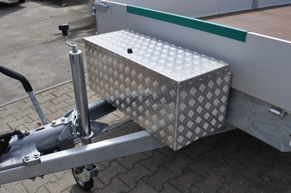 De Haan DE HAAN BOX W - 900x380x380 mm - waterdichte en stofdichte aluminium traanplaat disselkist - voorzien van vlinderslot, spansluiting of t-sluiting