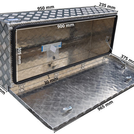 De Haan DE HAAN BOX WXV - 950x400x250 mm - aluminium traanplaat disselbak - voorzien van vlinderslot