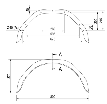 De Haan Origineel Anssems BSX 1350  spatbord metaal 800x220x370 mm  - omtrek 1200 mm