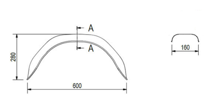 De Haan Origineel spatbord 10 inch - 600x160x280 mm - omtrek 900 mm