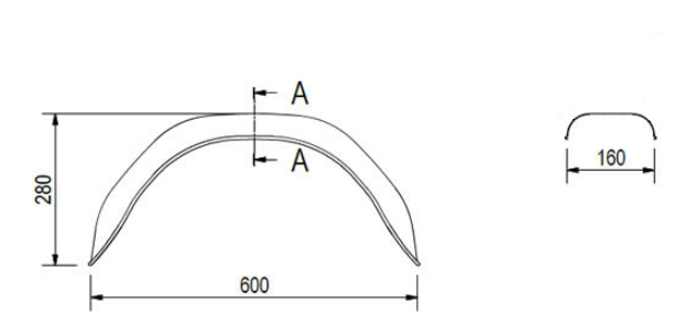 De Haan Origineel spatbord metaal 600x160x280 mm - omtrek 900 mm