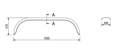 De Haan Origineel tandem spatbord metaal - 1550x410x200 mm - omtrek 2040 mm