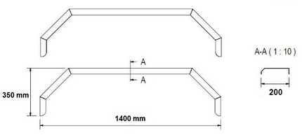 De Haan Tandem spatbord - 1400x200x350 mm - aluminium traanplaat materiaal - 5-kant