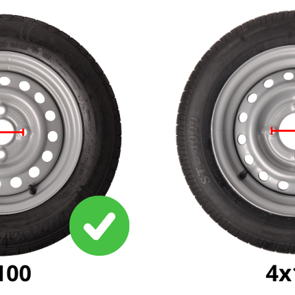 Deli Tire Compleet aanhanger wiel - 4.00-10 - steekmaat: 4x100 - draagvermogen: 345 kg - naafdiameter: 60 mm - 6PR