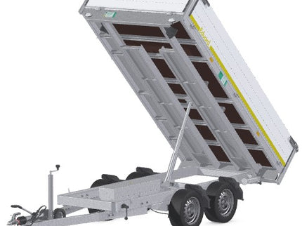 Eduard Achterwaartse kipper 310x160 cm - 2000 kg - elektrisch   voorzien van 40 cm borden en oprijplaten