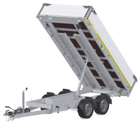 Eduard Achterwaartse kipper 310x160 cm - 2000 kg - elektrisch   voorzien van 40 cm borden en oprijplaten