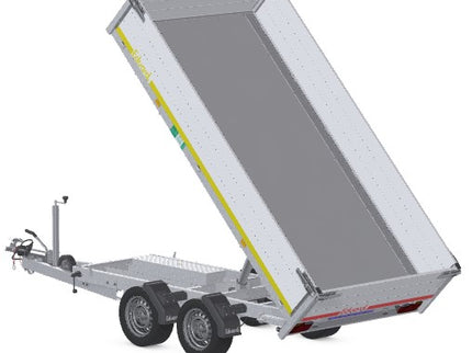 Eduard Achterwaartse kipper 310x160 cm - 2000 kg - elektrisch   voorzien van 40 cm borden en oprijplaten