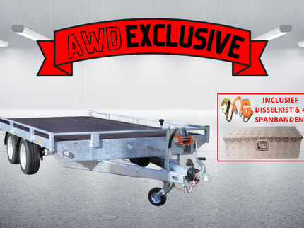Eduard AWD exclusive Eduard autotransporter 406x200 cm - 2700 kg  bruto laadvermogen - 10 cm reling - inclusief accessoire pakket van €175,-