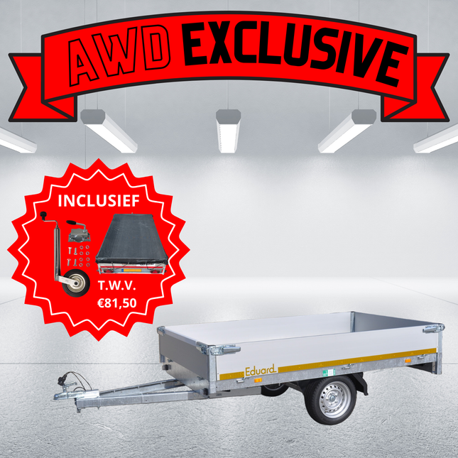 Eduard AWD exclusive Eduard plateauwagen - 256x150 cm - 750 kg - inclusief gemonteerd neuswiel en aanhangernet