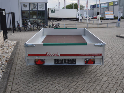 Eduard AWD exclusive Eduard plateauwagen - 310x180 cm - 2000 kg bruto laadvermogen - 63 cm laadvloerhoogte - 30 cm borden - inclusief gratis accessoires voorrek & aanhangernet