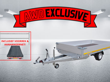 Eduard AWD exclusive geremde Eduard plateauwagen - 310x180 cm - 1500 kg bruto laadvermogen - 63 cm laadvloerhoogte - 30 cm borden - inclusief gratis accessoires voorrek & aanhangernet