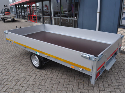 Eduard Complete edition - geremde Eduard plateauwagen - 310x180 cm - 1500 kg bruto laadvermogen - 63 cm laadvloerhoogte - 30 cm borden - inclusief voorrek & aanhangernet