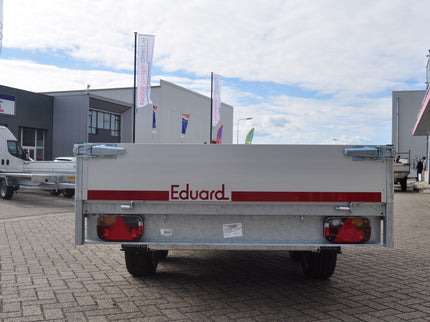 Eduard Complete edition - geremde Eduard plateauwagen - 310x180 cm - 1500 kg bruto laadvermogen - 63 cm laadvloerhoogte - 30 cm borden - inclusief voorrek & aanhangernet