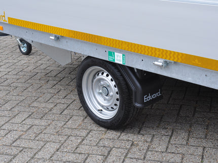 Eduard Complete edition - geremde Eduard plateauwagen - 310x180 cm - 1500 kg bruto laadvermogen - 63 cm laadvloerhoogte - 30 cm borden - inclusief voorrek & aanhangernet