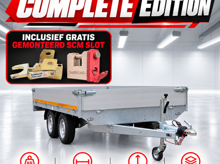 Eduard Complete edition - geremde Eduard plateauwagen - 330x180 cm - 2500 kg bruto laadvermogen - 72 cm laadvloerhoogte - 30 cm borden