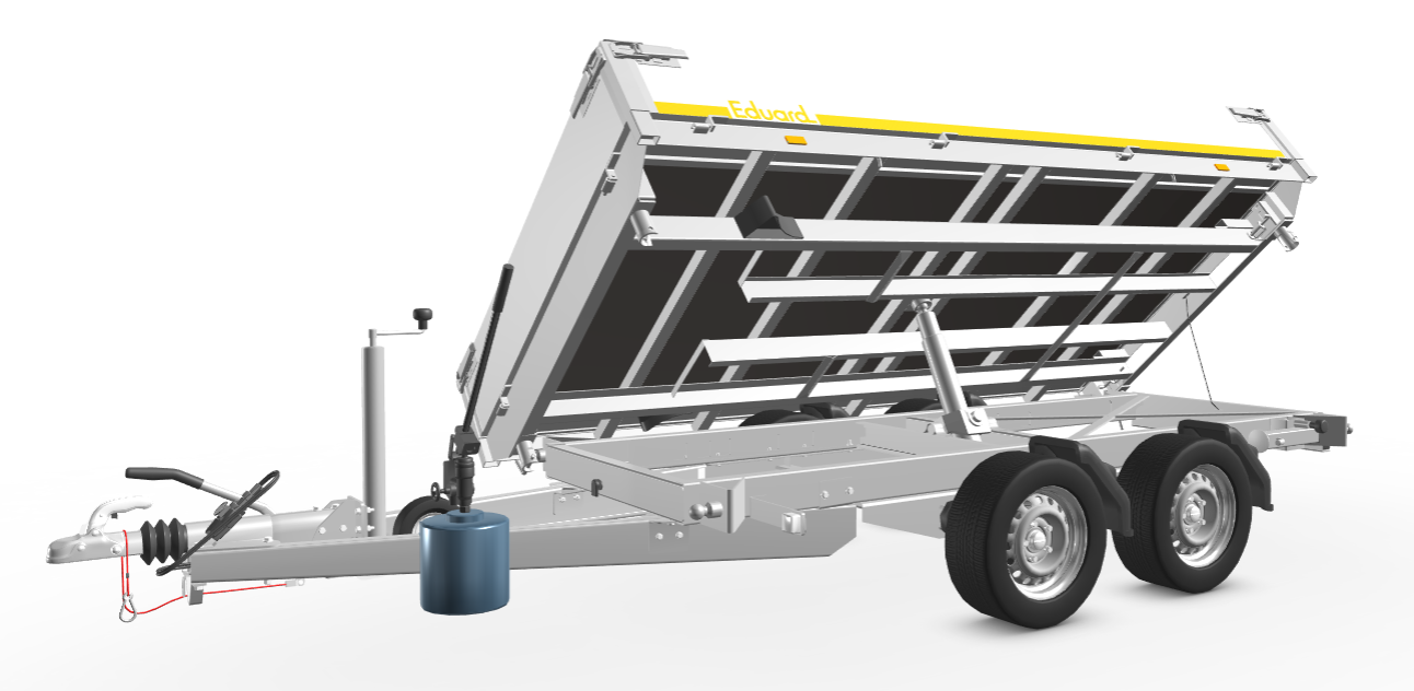 Eduard Eduard 3-zijdige kipper - 2700 kg bruto laadvermogen - 63 cm laadvloerhoogte -  handpomp - 310x160 cm - inclusief uitzetsteunen