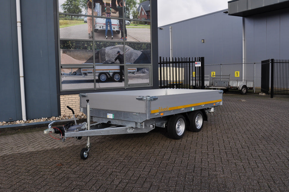 Eduard Eduard drie-zijdige kipper 3500 kg elektrisch extern laden - 330x180 cm - inclusief lichte en sterke aluminium oprijplaten & uitzetsteunen