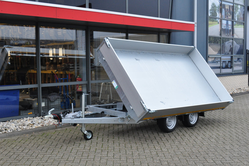 Eduard Eduard drie-zijdige kipper 3500 kg elektrisch extern laden - 330x180 cm - inclusief lichte en sterke aluminium oprijplaten & uitzetsteunen